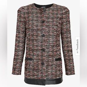 Express Metallic Plaid Tweed Jacket Size Large NWT